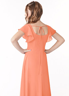 Azazie Bondi Junior Sunset A-Line Bow Chiffon Dress image3