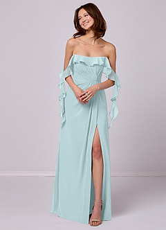 Barbie ♥ Azazie Bridesmaid Dresses Mist A-Line Off the Shoulder Chiffon Convertible Dress image4