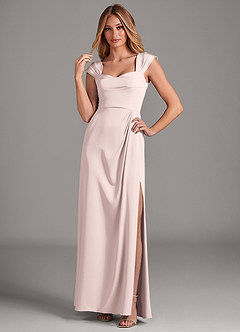 Azazie Laila Bridesmaid Dresses Blushing Pink A-Line Pleated Stretch Satin Dress image3
