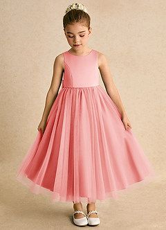 Azazie Solia vestidos de niña de las flores Vestido de Coral de Tul de Princesa con Lazo image6