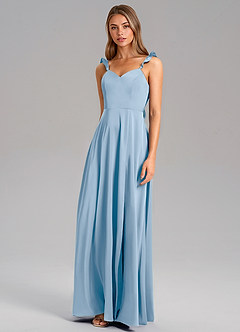 Azazie Everett Bridesmaid Dresses Powder Blue A-Line Stretch Satin Dress image4