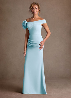 Azazie Gwynne vestidos de madre de la novia Vestido de Azul Cielo de Crepé elástico de Corte Sirena con Vestidos sin tirantes image4