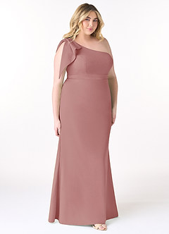Azazie Rinna Bridesmaid Dresses Dusty Rose Mermaid One Shoulder Stretch Crepe Dress image7