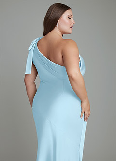 Azazie Yuanna Jurken voor bruidsmeisjes Jurk van Stretch Satijn met Zeemeermin One-shoulder Hemelsblauw image14