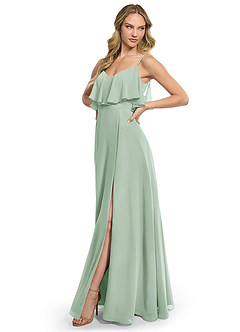 Azazie Jean Bridesmaid Dresses Agave A-Line Chiffon Convertible Dress image3