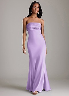 Azazie Saylor Brudtärnklänningar Klä av Sjöjungfru i Stretch Satin Axelbandslös Lila image2