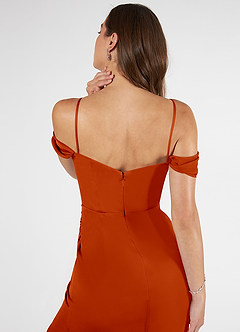 Azazie Kit Jurken voor bruidsmeisjes Jurk van Mesh met Zeemeermin Off the Shoulder Paprika image8