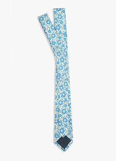 front Blue Daisy Floral Skinny Tie