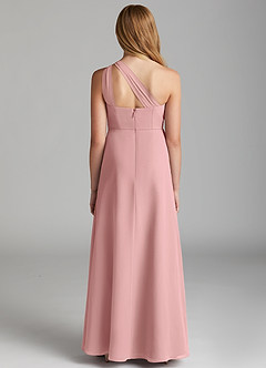 Azazie Maive Junior Dusty Rose A-Line Pleated Chiffon Dress image3
