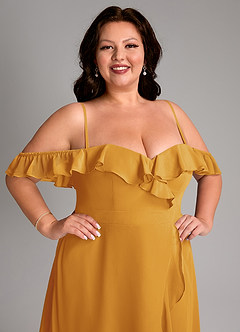 Azazie Lyra Bridesmaid Dresses Butterscotch A-Line Chiffon Convertible Dress image17