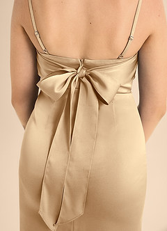 Azazie Mai Junior Champagne Sheath Sweetheart Neckline Stretch Satin Dress image6