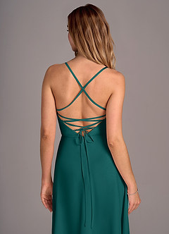 Azazie Mei Bridesmaid Dresses Peacock A-Line Chiffon Dress image2