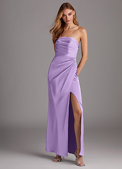 Azazie Lexie Final Sale Lilac Sheath Strapless Stretch Satin Convertible Dress image1