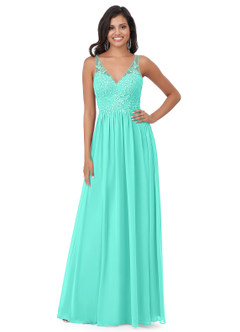 Azazie Amy Venta Final Vestido de Spa de Gasa de Corte En A con Encaje image9