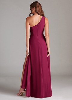 Azazie Brooke Bridesmaid Dresses Burgundy A-Line One Shoulder Chiffon Dress image7