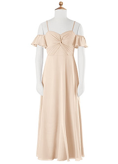 Azazie Juna Junior White Alabaster A-Line Off the Shoulder Chiffon Dress image6