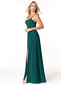 Azazie Moira Bridesmaid Dresses Peacock A-Line Scoop Chiffon Dress image3