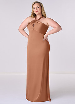 Barbie ♥ Azazie Bridesmaid Dresses Bronzer Sheath Stretch Satin Dress image9