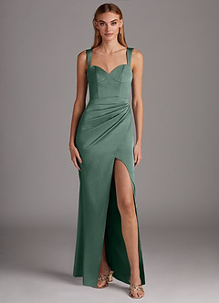 Azazie Mila Final Sale Eucalyptus Sheath Sweetheart Neckline Stretch Satin Convertible Dress image4