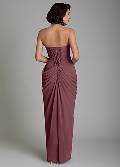 Azazie Nyra Bridesmaid Dresses Sangria Sheath Corset Chiffon Dress image2