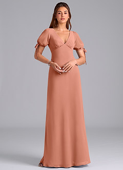 Azazie Pheby Final Sale MAI TAI A-Line Pleated Chiffon Dress image3