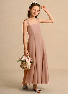 Azazie Tater Junior Formal Flower Girl Klänningar Klä A-Line i Chiffong Plisserad image3