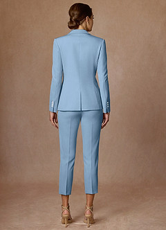 front Kennedy Sky Blue Structured Stretch Pants Suit