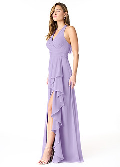 Azazie Aviv Bridesmaid Dresses Lilac A-Line Pleated Chiffon Dress image3