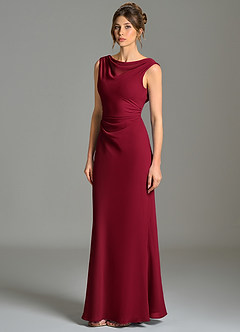 Azazie Kieryn Bridesmaid Dresses Burgundy Mermaid Pleated Chiffon Dress image3