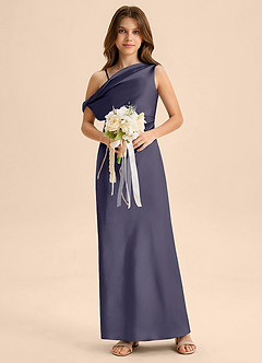 Azazie Emerson Junior Klä av Tubklänning i Stretch Satin Av axeln image3