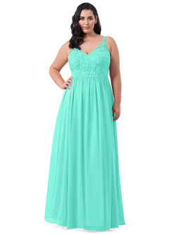 Azazie Amy Venta Final Vestido de Spa de Gasa de Corte En A con Encaje image14