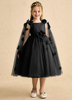 Azazie Staria Blumenmädchenkleider Ballkleid Gestreift Tüll Kleid Schwarz image6