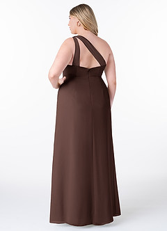 Azazie Maive Bridesmaid Dresses Ganache Sheath Pleated Ruffle Chiffon Dress image8