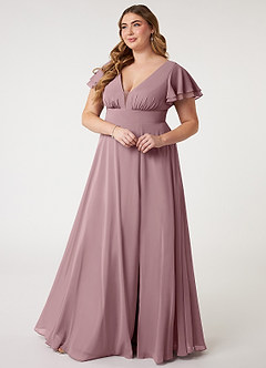 Azazie Ashika Final Sale Dusty Blue A-Line V-neck Ruched Chiffon Dress image10
