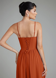 Azazie Alisha Bridesmaid Dresses Burnt Orange A-Line Corset Chiffon Dress image10