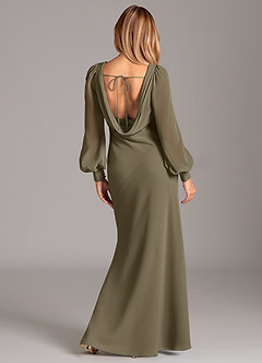 Azazie Rylina Bridesmaid Dresses Willow Green Mermaid Long Sleeve Chiffon Dress image6