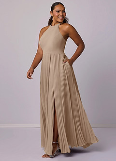 Barbie ♥ Azazie Bridesmaid Dresses Taupe A-Line Pleated Chiffon Dress image10