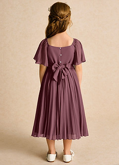 Azazie Gisele Abiti da Ragazza di Fiori Abito A-Line in Chiffon Plissettato Sangria image6