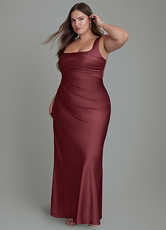 Azazie Agustina Bridesmaid Dresses Merlot Mermaid Corset Stretch Satin Dress image10