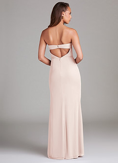 Azazie Leonis Bridesmaid Dresses Rose Petal Sheath Strapless Mesh Convertible Dress image5
