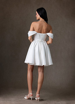 Azazie Anne Vestidos de noiva Vestido Diamante Branco de Cetim de Linha A image6