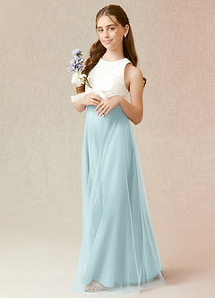 Azazie Albertine Junior A라인 쉬폰 플로어 길이 주니어 신부 들러리 드레스 드레스 image4