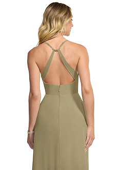 Azazie Davis Bridesmaid Dresses Moss Green A-Line V-Neck Chiffon Dress image6