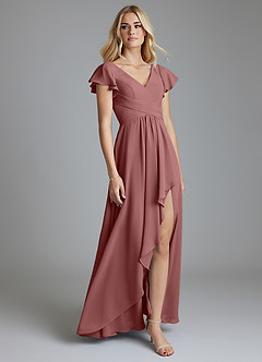 Azazie Omari Bridesmaid Dresses Desert Rose A-Line Chiffon Dress image1
