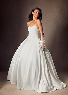 Azazie Alta Wedding Dresses Diamond White A-Line Strapless Stretch Satin Dress image1