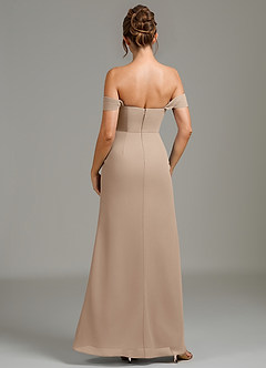 Azazie Jalice Bridesmaid Dresses Taupe Mermaid Off the Shoulder Chiffon Dress image5