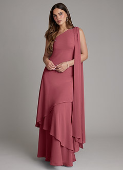 Azazie Monique Brudtärnklänningar Klänning av A-linje i Chiffong One-shoulder Merlot image1