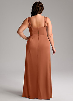 Azazie Denice Bridesmaid Dresses Cedar Rose Sheath Pleated Stretch Satin Dress image11