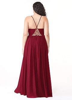 Azazie Aaida Brautjungfernkleider A-Linie Korsett Chiffon Kleid Burgunderrot image8