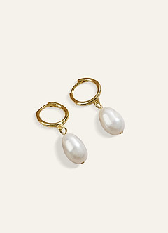 front Golden Pearl Earrings